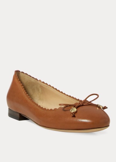 Women's Ralph Lauren Glennie Leather Flat Shoes | 647835ASX